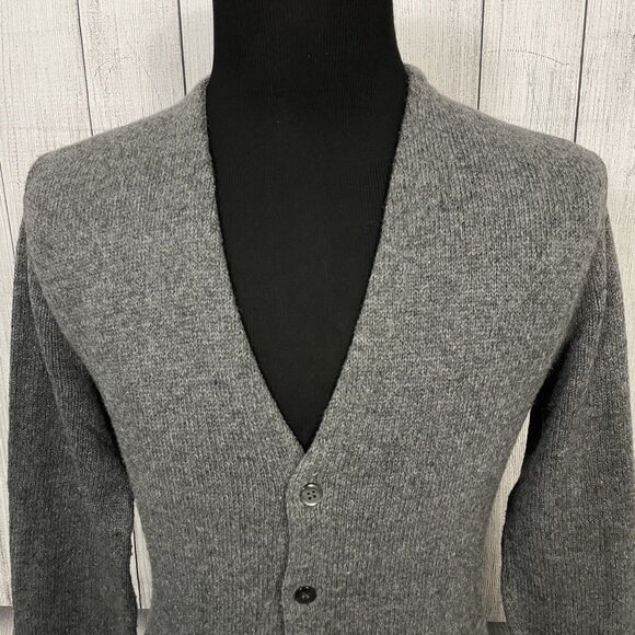 VTG McGregor Men's Large Gray Shetland Wool Blend Button-Front Cardigan Sweater - Picture 1 of 6